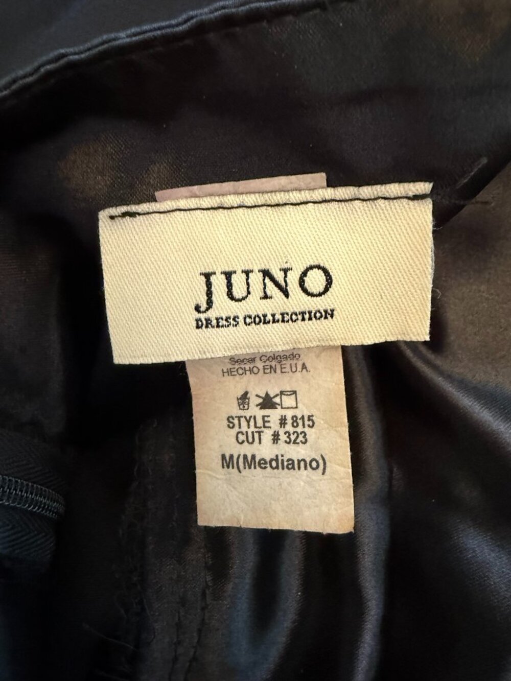 Juno Dress Collection Black Satin Rhinestone Formal Gown M - Picture 10 of 10